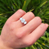 Three Stone Oval Natural Stone Wedding Ring