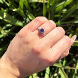 Art Deco Round Natural Stone Solitaire Ring