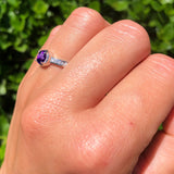 Vintage Style Round Natural Stone Solitaire Ring