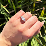 Three Stone Oval Natural Stone Wedding Ring