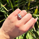 Three Stone Oval Natural Stone Wedding Ring