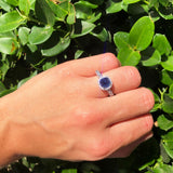 Vintage Style Round Natural Stone Wedding Ring