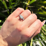 Art Deco Round Natural Stone Leaf Style Ring