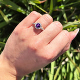 Art Deco Round Natural Stone Flower Ring