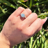 Art Deco Round Natural Stone Flower Ring