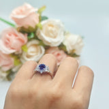 Flower Trillium Round Natural Stone Ring