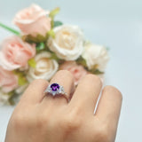 Flower Trillium Round Natural Stone Ring