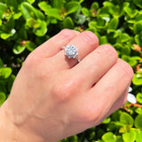 Art Deco Round Natural Stone Flower Ring