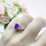 Oval Natural Stone Halo Ring