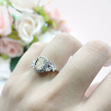 Oval Natural Stone Halo Ring