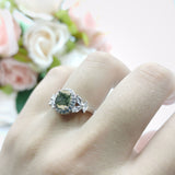 Oval Natural Stone Halo Ring