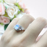 Oval Natural Stone Halo Ring