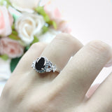 Oval Natural Stone Halo Ring