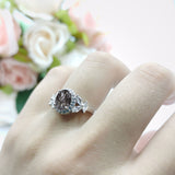 Oval Natural Stone Halo Ring