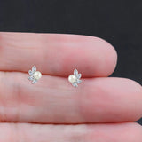 Pearl Leaf Stud Earrings