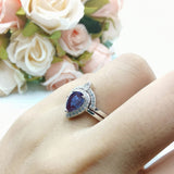 Two Piece Pear Teardrop Natural Stone Ring