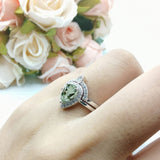 Two Piece Pear Teardrop Natural Stone Ring