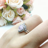 Two Piece Pear Teardrop Natural Stone Ring
