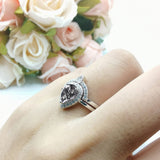 Two Piece Pear Teardrop Natural Stone Ring