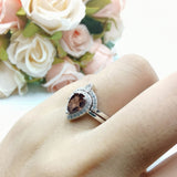 Two Piece Pear Teardrop Natural Stone Ring