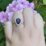 Pear Teardrop Halo Natural Diamond Ring