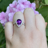 Pear Teardrop Halo Natural Diamond Ring