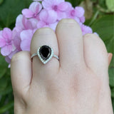Pear Teardrop Halo Natural Diamond Ring