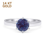 14K White Gold Round Solitaire Lab Alexandrite Ring