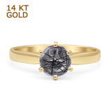 14K Yellow Gold Round Solitaire Natural Rutilated Quartz Ring