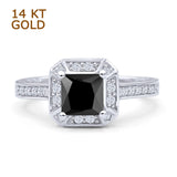 Princess Cut Halo Art Deco Gold Ring