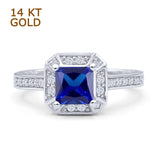 Princess Cut Halo Art Deco Gold Ring