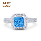 Princess Cut Halo Art Deco Gold Ring