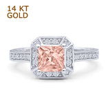 Princess Cut Halo Art Deco Gold Ring
