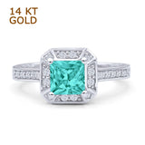 Princess Cut Halo Art Deco Gold Ring