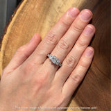 Three Stone Round & Emerald Cut CZ Gold Ring