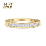 14K Yellow Gold Stackable Half Eternity 3mm Cubic Zirconia Wedding Band