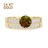 Two Piece Round Solitaire Half Eternity Cathedral Ring