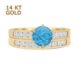 Two Piece Round Solitaire Half Eternity Cathedral Ring