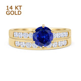 Two Piece Round Solitaire Half Eternity Cathedral Ring