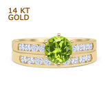 Two Piece Round Solitaire Half Eternity Cathedral Ring