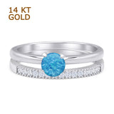 Two Piece Round Solitaire Eternity Gold Ring