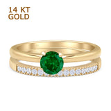 Two Piece Round Solitaire Eternity Gold Ring