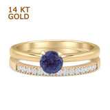 Two Piece Round Solitaire Bridal Gold Ring