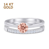 Two Piece Round Solitaire Eternity Gold Ring