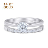 Two Piece Round Solitaire Bridal Gold Ring