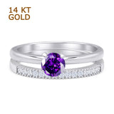 Two Piece Round Solitaire Bridal Gold Ring