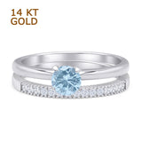 Two Piece Round Solitaire Bridal Gold Ring