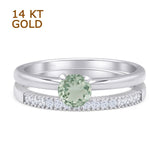 Two Piece Round Solitaire Bridal Gold Ring