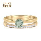 Two Piece Round Solitaire Bridal Gold Ring