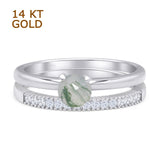 Two Piece Round Solitaire Bridal Gold Ring